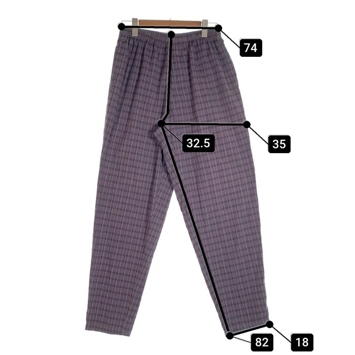 80-90's STUSSY ステューシー チェック柄 テーパードイージーパンツ パープル USA製 黒タグ Size XL 福生店