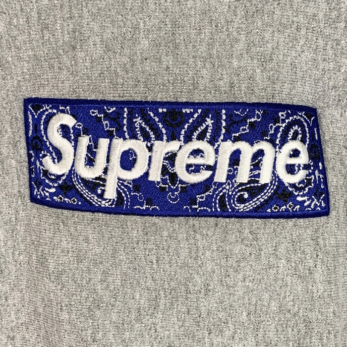 SUPREME シュプリーム 19AW Bandana Box Logo Hooded Sweatshirt バンダナボックスロゴ スウェットパーカー グレー Size M 福生店