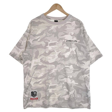 AVIREX アヴィレックス 新日本プロレス50周年記念 CAMO カモフラージュ プリントTシャツ ホワイト 6123480 Size 2XL 福生店