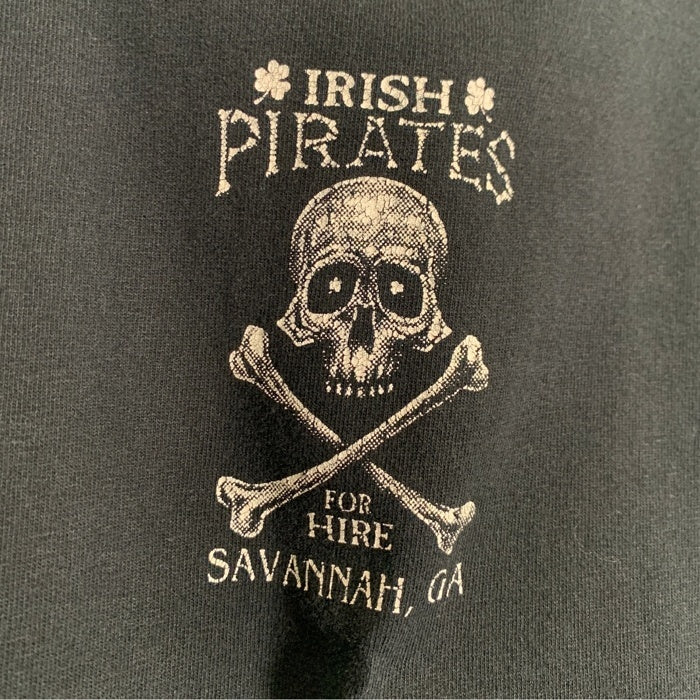 00's IRISH PIRATES FOR HIRE スカルボーン プリントTシャツ ブラック 2005コピーライト anvil Size 2XL 福生店