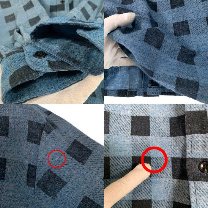 70`s Sears シアーズ Denim doctors デニムドクターズ リメイク プリントフランネルシャツ フラワースタッズ ブルー Size M 相当 福生店