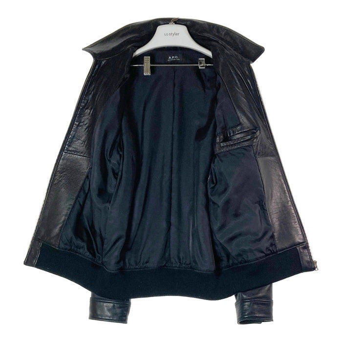 A.P.C. アーペーセー MOTO BLOUSON モト ブルゾン シープレザー シングル ライダースジャケット ブラック size- 瑞穂店