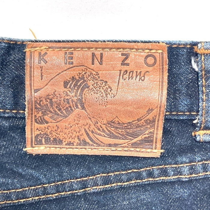 KENZO JEANS ケンゾー ジーンズ 北斎タグ ボタンフライ テーパード デニムパンツ インディゴ size79cm-1 瑞穂店