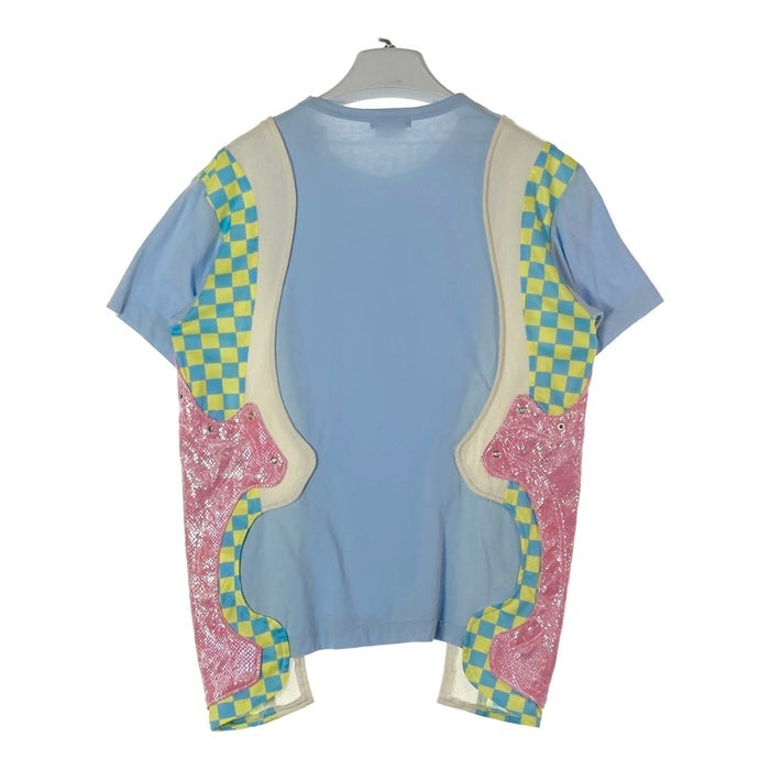 COMME des GARCONS HOMME PLUS コムデギャルソンオムプリュス PA-T019 AD2017 Disco期 異素材切替 Tシャツ ブルー sizeM 瑞穂店