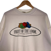 FRUIT OF THE LOOM フルーツオブザルーム プリント クルーネックスウェットトレーナー ホワイト 推定90-00's Size XL 相当 福生店
