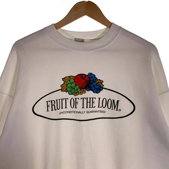FRUIT OF THE LOOM フルーツオブザルーム プリント クルーネックスウェットトレーナー ホワイト 推定90-00's Size XL 相当 福生店