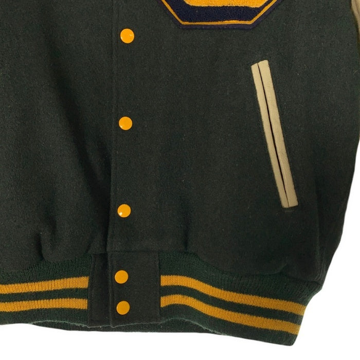 80's~ Golden Bear ゴールデンベアー 袖革 ウール アワードジャケット スタジャン グリーン USA製 Size M 福生店