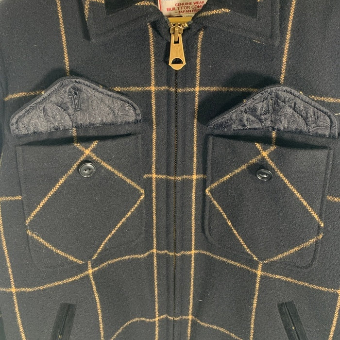 CALEE キャリー 15AW ウール ジップアップジャケット ウィンドウペン 豚革 ブラック CL-15AW038 Size L 福生店