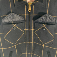 CALEE キャリー 15AW ウール ジップアップジャケット ウィンドウペン 豚革 ブラック CL-15AW038 Size L 福生店