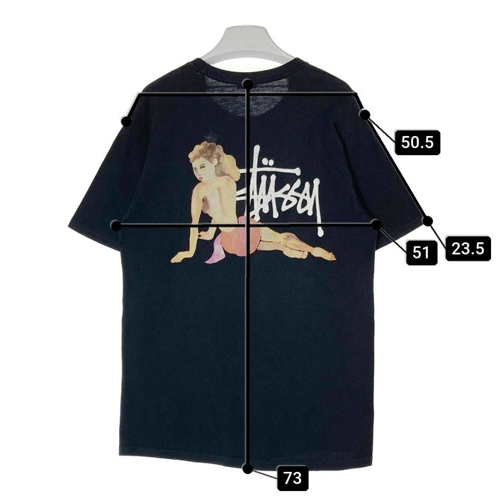 STUSSY ステューシー ピンナップガール ストックロゴ Tシャツ ブラック sizeM 瑞穂店