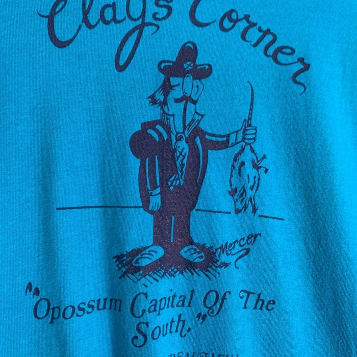 90's Hanes ヘインズ Clay's Corner クレイズコーナー 半袖 Tシャツ ブルー Size XL 福生店