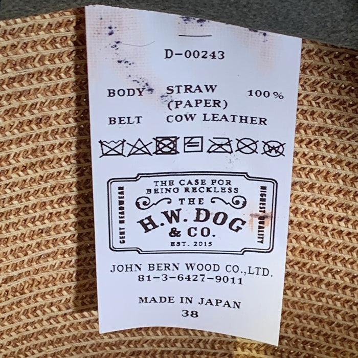 THE H.W.DOG & CO. ザ エイチ ダブリュー ドッグ アンド カンパニー フロント ペーパー8 ハット 麦わら帽子 ベージュ D-00243 Size 38 福生店