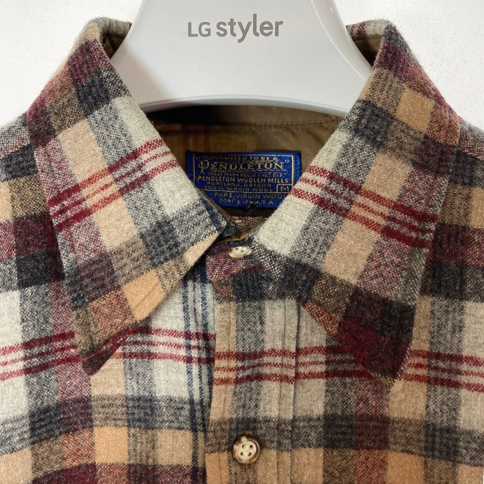 PENDLETON ペンドルトン 70's USA製 ウールシャツ 片ポケット ブラウン×グレー sizeM 瑞穂店