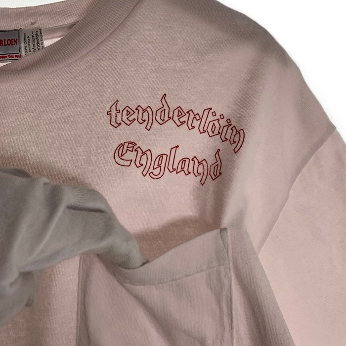 TENDERLOIN テンダーロイン オールドイングリッシュ ロゴプリント ポケット 半袖 Tシャツ ホワイト イングランド製 Size M 福生店