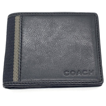 COACH コーチ レザー二つ折り財布 札・カード入れ ブラック 福生店