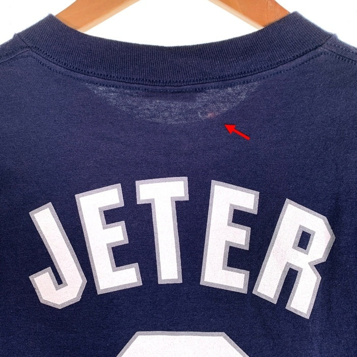 90's majestic マジェスティック Newyork Yankees ニューヨーク ヤンキース JETTER 2 半袖 Tシャツ ネイビー USA製 Size L 福生店