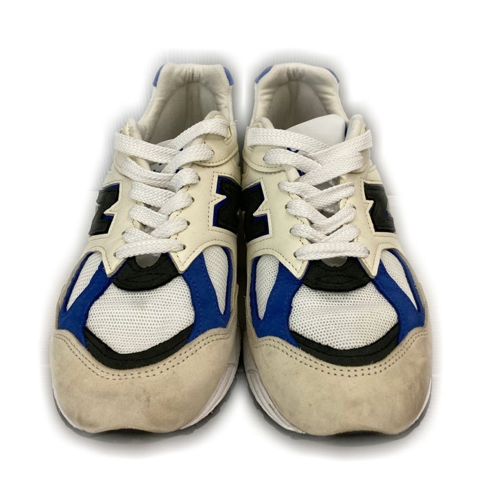 new balance ニューバランス M990WB2 レザー メッシュ ローカットスニーカー ホワイト ブルー USA製 Size 27.5cm 瑞穂店