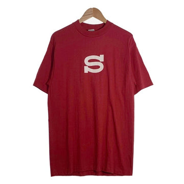90's STUSSY ステューシー BASIC-S Tee Sプリント Tシャツ ボルドー USA製 白タグ デッドストック Size L 福生店