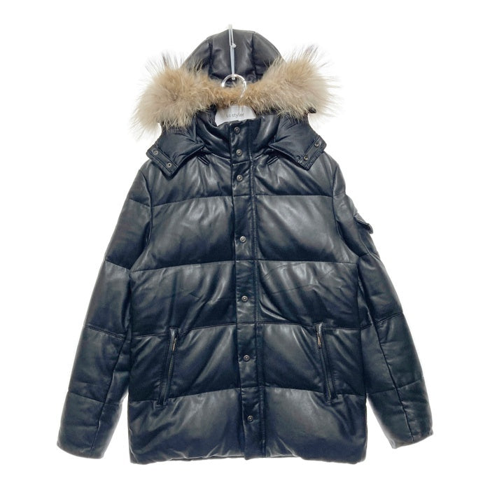 SEDUCTION de NICOLE  オールレザーダウンジャケット　ブラック  48 ※色ヤケあり 瑞穂店