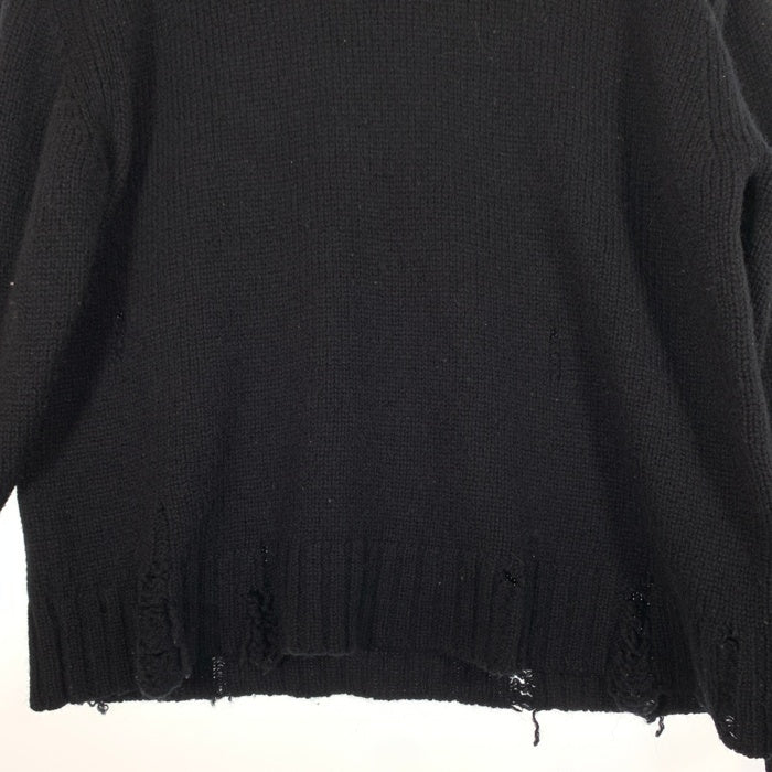 UNUSED アンユーズド 3g crew neck damage knit ダメージ加工 ウールニットセーター ブラック US1925 Size 4 福生店