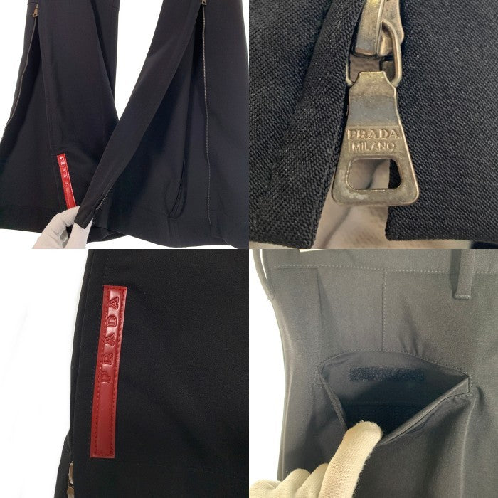 PRADA SPORT プラダスポーツ フレア ナイロンスラックス 裾ファスナー ブラック Size 46 福生店