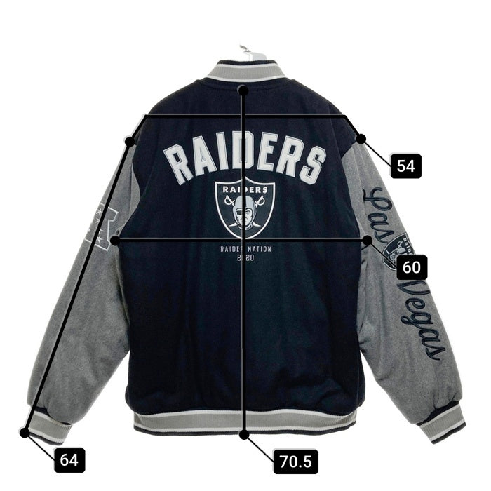 NFL LAS VEGAS RAIDERS ラスベガス・レイダース リバーシブル ウールジャケット スタジャン ブラックxグレー TEAM APPAREL Size L 瑞穂店