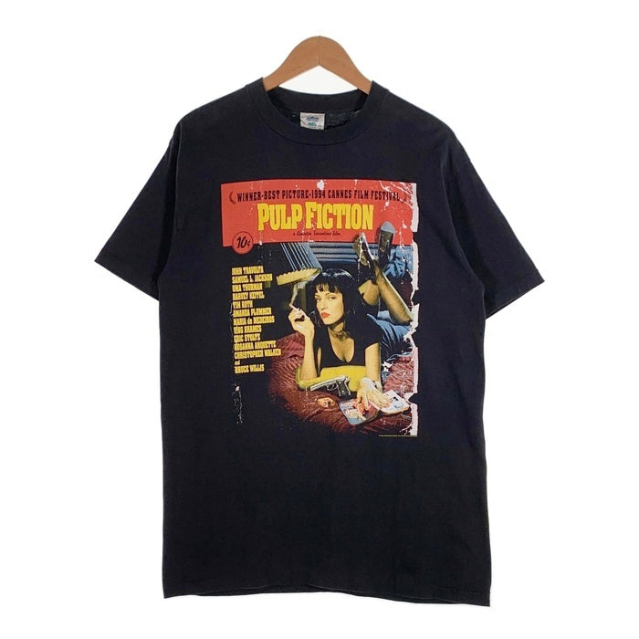 90's PULP FICTION パルプフィクション プリントTシャツ ブラック USA製 ウィンターランド 袖裾シングル Size L 福生店
