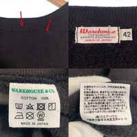 WAREHOUSE ウエアハウス Lot409 CHEHALIS BEARCATS ラグランスリーブ クルーネックスウェットトレーナー ブラック フロッキープリント Size 42 福生店