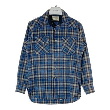 PENDLETON ペンドルトン 80's 白タグ ウール チェック ウエスタンシャツ ブルーxブラウン sizeM 瑞穂店