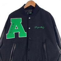 a few Good kids アフューグッドキッズ サークルワッペン ウール 袖フェイクレザー スタジャン ブラック Size S 福生店