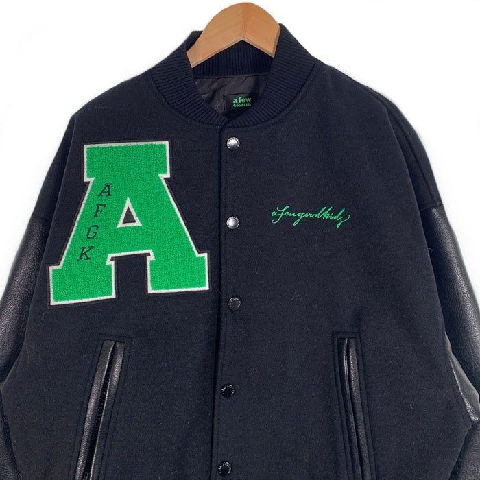 a few Good kids アフューグッドキッズ サークルワッペン ウール 袖フェイクレザー スタジャン ブラック Size S 福生店