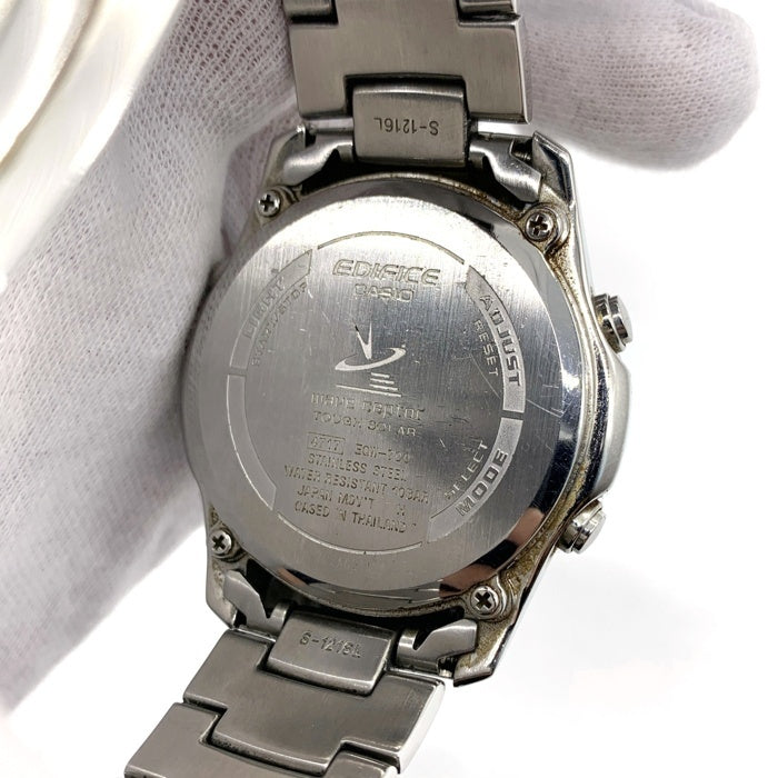 CASIO カシオ EDIFICE エディフィス ステンレススチール製 タフソーラー 腕時計 ネイビー シルバー EQW-700 福生店