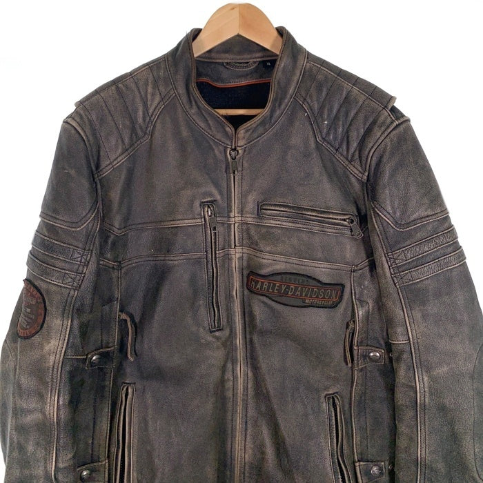Harley-Davidson ハーレーダビッドソン シングル レザーライダースジャケット トリブルベント カウハイド 加工 97180-17VM/VT Size XL 福生店
