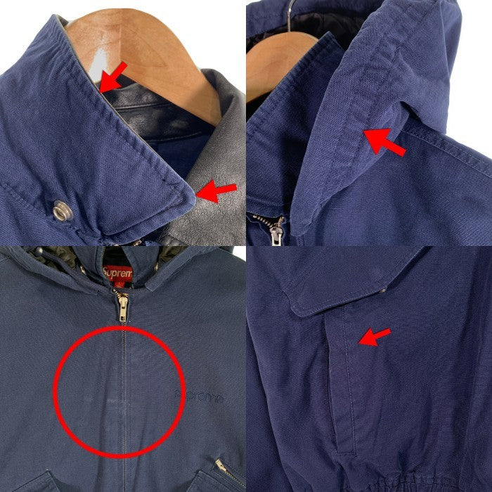 SUPREME シュプリーム 24AW Leather Collar Utility Jacket レザーカラー ユーティリティジャケット ワーク ネイビー 3Mシンサレート Size L 福生店