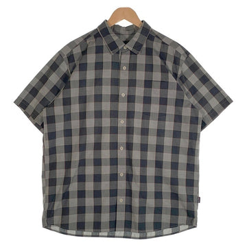 00's patagonia パタゴニア ポリエステル コットン 半袖 チェックシャツ グレー STY53961S0 Size L 福生店
