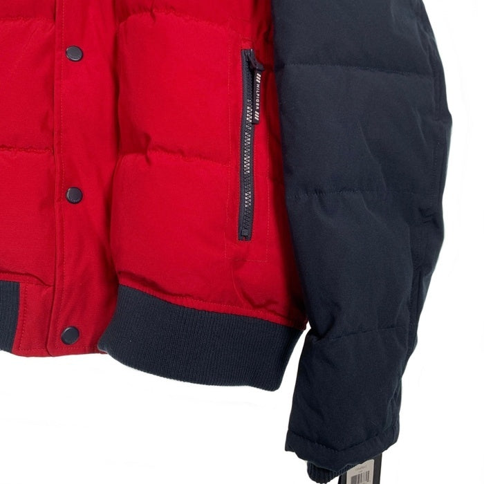 TOMMY HILFIGER トミーヒルフィガー シュノーケル パファージャケット 中綿 ネイビー ホワイト レッド 159AP863 Size L 福生店