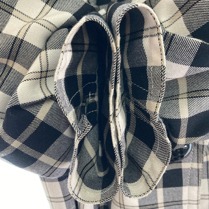 BURBERRY BLUE LABEL バーバリーブルーレーベル E1J58-229-08 総柄 ノバチェック Aライン フレア 半袖 ダブルボタン パフスリーブ ワンピース トレンチコート グレー size36 瑞穂店