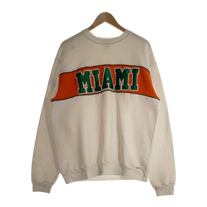 RUSSELL ATHLETIC ラッセルアスレチック MIAMI クルーネックスウェット ホワイト オレンジ グリーン USA製 Size XL 福生店