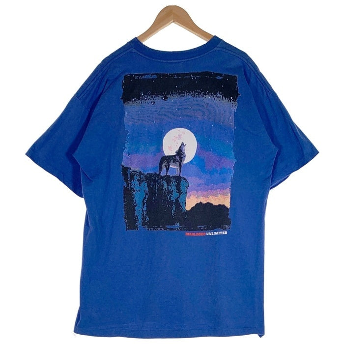 90's Marlboro マルボロ コヨーテバックプリント ポケットTシャツ ブルー USA製 American Born Size XL 福生店