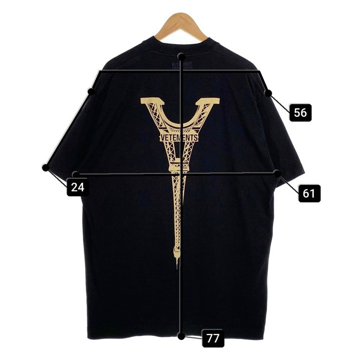 VETEMENTS ヴェトモン Eiffel Tower Logo T-Shirt エッフェル塔 ロゴプリント Tシャツ ブラック UA53TR250B Size S 福生店