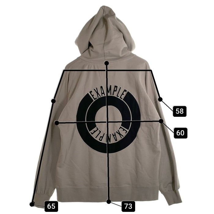 EXAMPLE エグザンプル ROUND LOGO HOODIE ラウンドロゴ フーディー パーカー ベージュ Size XL 福生店