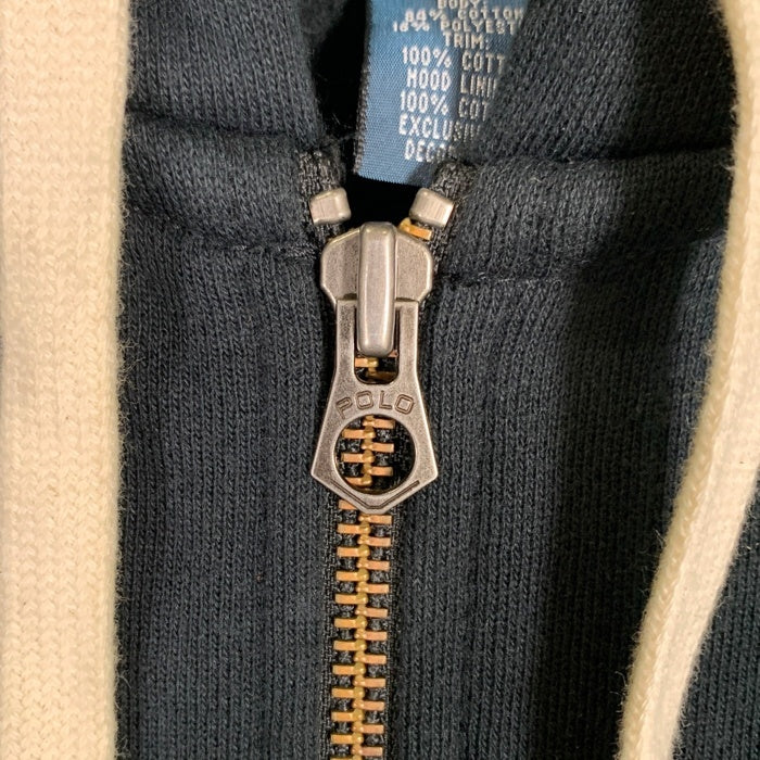 90's Polo By Ralph Lauren ポロ バイ ラルフローレン フード裏サーマル ジップアップパーカー フーディー ブラック Size M 福生店