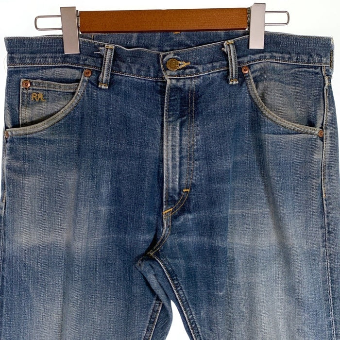 DOUBLE RL ダブルアールエル RALPH LAUREN ラルフローレン HIGH SLIM JAPAN WOVEN SELVEDGE DENIM デニムパンツ ライトブルー 782710732001 USA製 Size 33 × 32 福生店