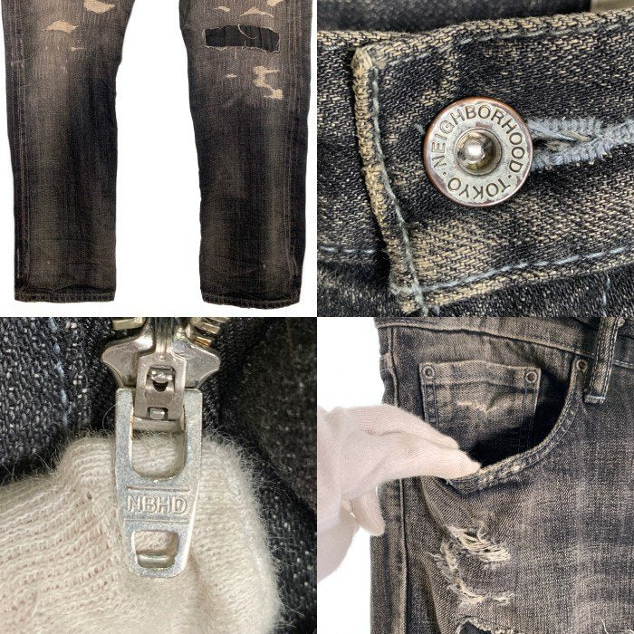NEIGHBORHOOD ネイバーフッド 21SS SCRATCH SAVAGE DENIM PANT スクラッチサベージデニムパンツ ダメージ/リペア加工 211XBNH-PTM08 グレー Size XL 福生店