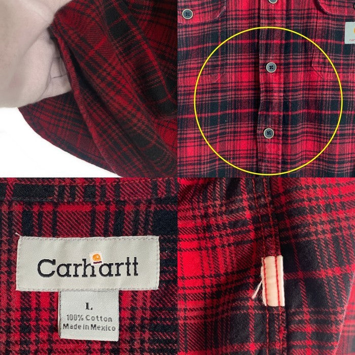 CARHARTT カーハート チェック 長袖 ロングスリーブ フランネル シャツ レッド メキシコ製 Size L 福生店