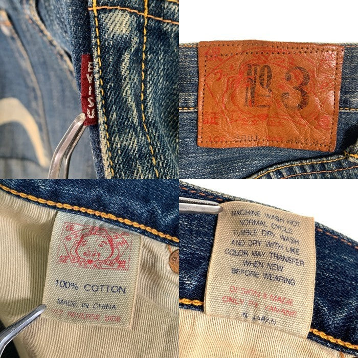 EVISU エヴィス Lot.2001 No.3 ストレート デニムパンツ カモメペイント インディゴ Size 38×32 福生店