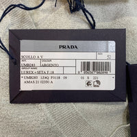 PRADA プラダ シルク Vネックニットセーター グレー シルバー UMB283 Size 52 福生店