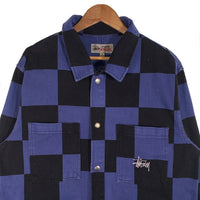 STUSSY ステューシー WORK GEAR Big Ol Check Chore Coat チェック チョアコート カバーオール ブラック ブルー 115573 Size L 福生店