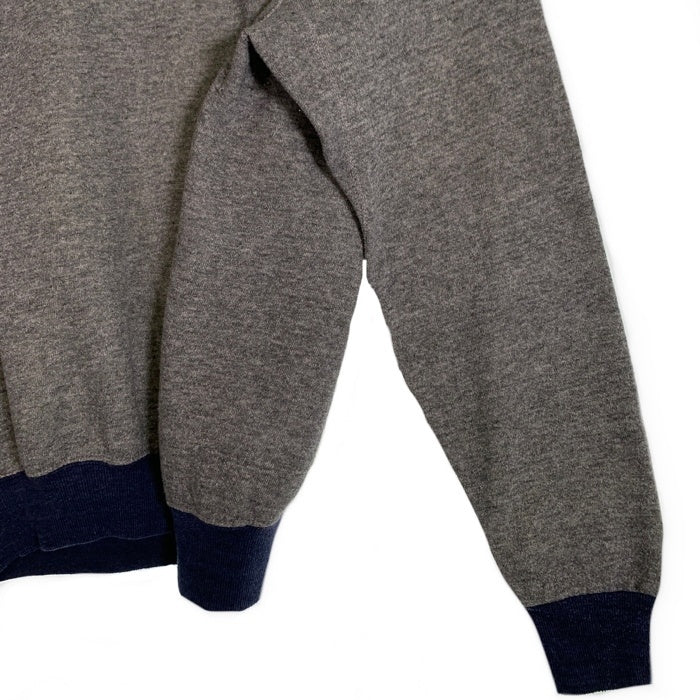 90's adidas アディダス トレフォイルプリント ラグランスリーブ スウェットトレーナー グレー ネイビー USA製 Size L 福生店