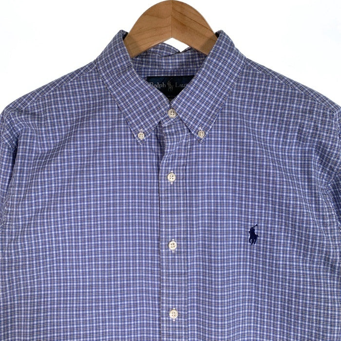 Ralph Lauren ラルフローレン SLIM FIT ボタンダウンチェックシャツ ブルー Size 16 1/2 福生店